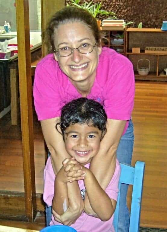 Me hugging one of my students at the Montessori school in Costa Rica where I taught English.