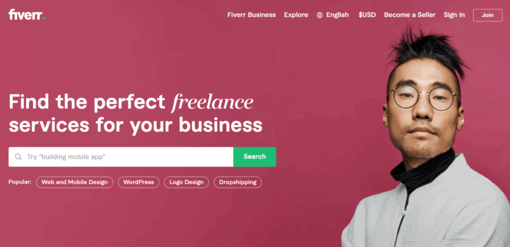 A screenshot from Fiverr's website with the message 