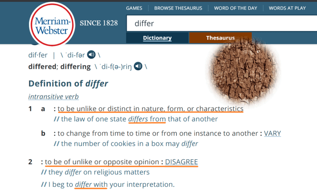 Screenshot from Merriam-Webster Online showing example sentences with 