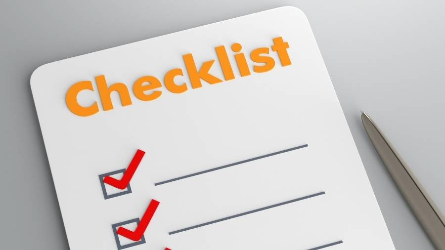 A checklist with a few tasks checked off. 
