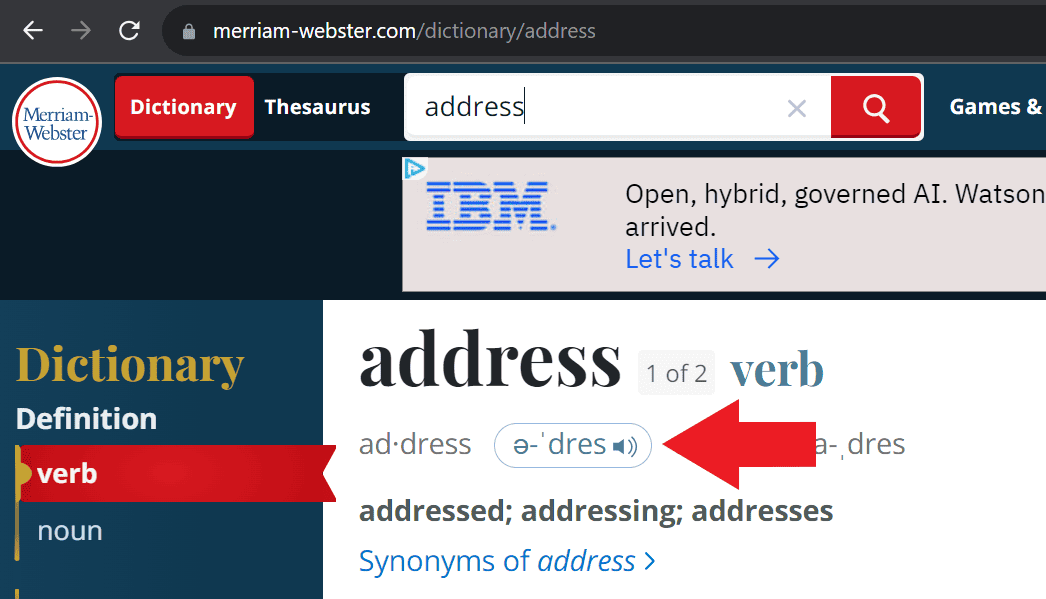 A screenshot from the Merriam-Webster.com Dictionary showing the entry for the word 