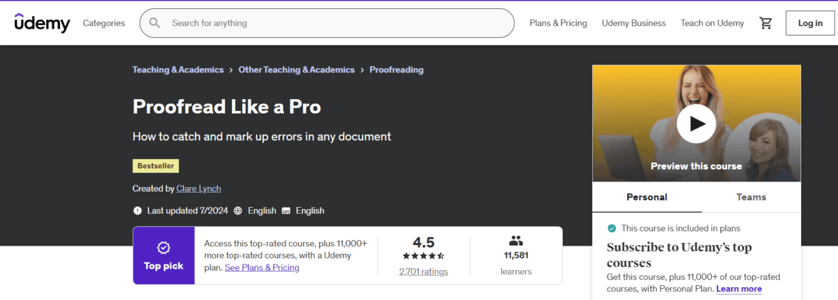 best online course for proofreading